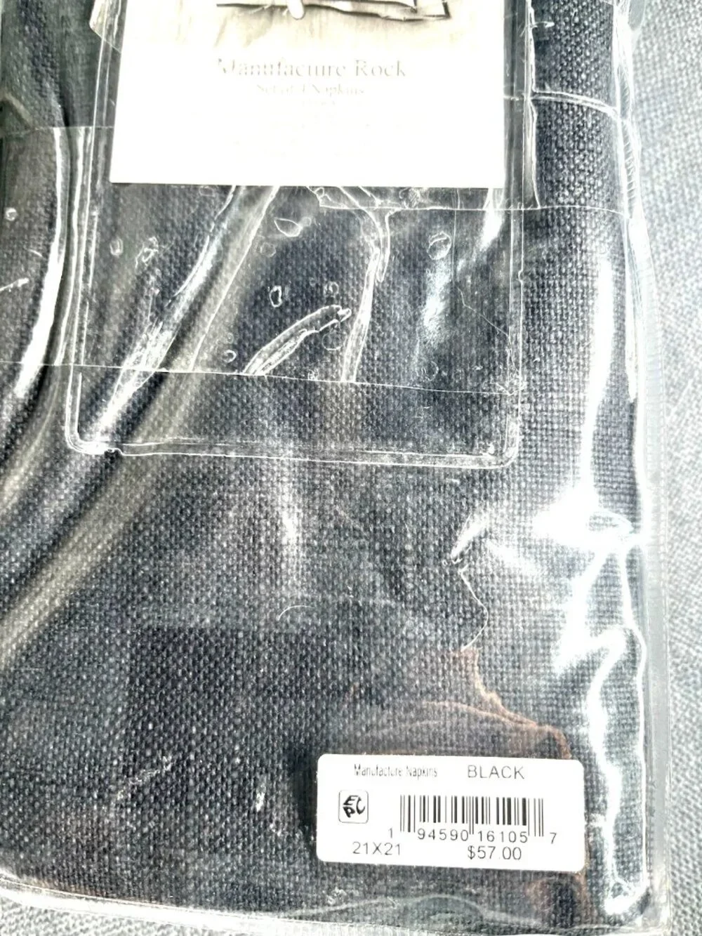 VILLEROY & BOCH Manufacture Rock Napkins, Set of 4, Black, 21 in x 21 in
